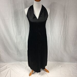 NWT Bishop + young XS black criss cross straps black silky dress zipper on side